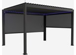 Pergola Bioclimatica 3X4M In Alluminio Led + Tenda 3M + Tenda 4M, Antracite