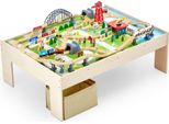 Set Ferroviario In Legno 3 In 1 Per Bambini - Tavolo Attività In Legno Da 120 Pezzi - Tavolo Da Gioco Per Bambini Con Set Ferroviario