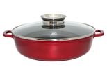 Padella Elo Rubino Ø 28 Cm - In Alluminio Fuso - Rivestimento Antiaderente - Con Coperchio In Vetro