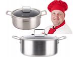 Casseruola In Acciaio Da 24 Cm Con Coperchio - Per Gas E Induzione