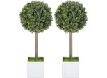 Fortuna Lai Set Da 2 Sfere Artificiali Di Bosso Potate A Forma Di Palla 45 Cm Pianta Artificiale, Plastica Piante Artificiali In Vaso