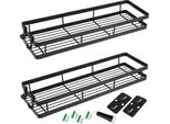 Set Di 2 40 X 12 X 5,5 Cm, Portaspezie Da Parete, Portaspezie In Metallo, Organizzatore, Portatutto Da Appendere, Senza Forare, Portaspezie Da Parete, Portaspezie Con Ganci E Accessori Per Cucina, Bagno, Nero