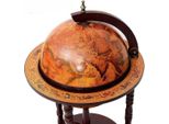 Vincenzo Globe Bar - Globe Bar - Carrello Bar - Portabottiglie - Set Da Whisky - Cocktail Bar - Su Ruote - ⌀ 33 Cm - Marrone - Legno