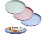 Vassoio Rotondo Antiscivolo - Adatto A Feste E Ristoranti - 3 Pezzi - Rosa, Blu, Verde - 30,5 Cm