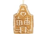 Clayre & Eef Etichetta Natalizia Casetta Di Pan Di Zenzero 4X3X6 Cm In Ceramica Marrone