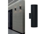 Applique: Doppia Luce Verso L'alto E Verso Il Basso, Alluminio Nero, 2 Prese GU10, Lampadine Non Incluse.