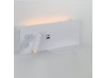 Lampada Da Parete 7W + Faretto Orientabile 3W, Con Connessione Usb E Tipo C, Interruttore, Luce 2700K, Faretto A Sinistra, Metallo Bianco