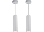 Confezione Da 2 Lampade A Sospensione Da Soffitto Moderne E Minimaliste In Alluminio Bianco A Forma Di Tubo Lungo 20 Cm Con Attacco Per Lampada GU10, Regolabile In Altezza