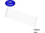 Confezione Da 5 Luci Led 120 Cm 36 W 4500 Lm 6000 K Bianco Freddo, Alloggiamento Bianco, Diffusore Opaco Antiabbagliamento.