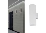 Applique: Doppia Luce Verso L'alto E Verso Il Basso, Alluminio Bianco, 2 Prese GU10, Lampadine Non Incluse.