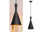 Lampada A Sospensione Industriale Retrò Con Design A Cupola, Paralume In Alluminio Nero E Interno Dorato, Regolabile In Altezza, E27