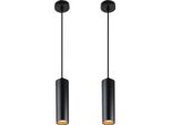 Confezione Da 2 Lampade A Sospensione Da Soffitto Moderne E Minimaliste In Alluminio Nero A Forma Di Tubo Lungo 20 Cm Con Attacco Per Lampada GU10, Regolabile In Altezza