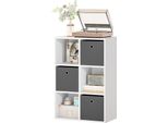 Fortuna Lai Scaffale Con 6 Ripiani E 3 Cassetti In Tessuto, Scaffale Portaoggetti, Versatile, Grigio