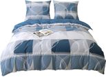 Set Di Biancheria Da Letto In Raso 160X200Cm Blu Navy A Quadri