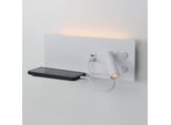 Lampada Da Parete 7W + Faretto Orientabile 3W, Con Connessione Usb E Tipo C, Interruttore, Luce 2700K, Faretto Destro, Metallo Bianco