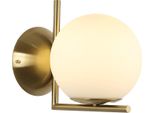 "Esfera"" Applique Con Globo In Vetro Opalino E27 G45 - Diffusore In Vetro Soffiato E Struttura In Acciaio Dorato"