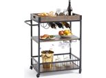 Carrello Portavivande - Carrello Portavivande Su Ruote - Carrello Portavassoi - Carrello Portavivande - Carrello Catering - Eleganza E Stile - Funzionalità - Nero
