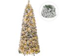 Costway Albero Di Natale Artificiale Da 210 Cm Con 200 Luci Led Bianco Caldo E 680 Punte Di Rami, Albero Di Natale Pop-Up, Albero Di Natale Floccato, Albero Artificiale