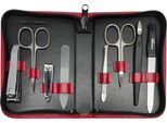 Set Da 8 Pezzi Per Manicure Con Custodia In Vera Pelle - Strumenti Solingen - Germany Rosso