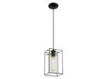 Eglo 49495 Loncino Vintage Lampada A Sospensione Acciaio Nero Vetro Fumé Trasparente