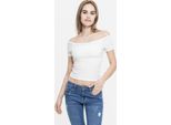 DáMské TričKo Urban Classics Ladies Off Shoulder Rib Tee Bianco - M
