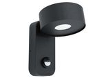 Eglo 98738 Palosco Led Parete/Soffitto Per Esterni 4,9W Sensore Nero Bianco Caldo IP44