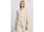 DáMská KošIle Urban Classics Ladies Turnup Checked Flanell Shirt Whitesand/Lighttaupe - L