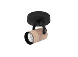 Eglo Lampada Da Parete A Led All'interno Di Cayuca, Lampada Da Parete, Faretto Mobile, Faretto Da Parete In Legno In Colore Naturale E Metallo In Nero, Incl. Lampadina GU10 Bianco Caldo