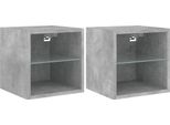 Pensili Tv Con Luci Led 2 Pz. Grigio Cemento 30X28,5X30 Cm