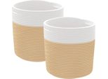 Vidaxl Cestini Portaoggetti 2 Pz. Beige E Bianco Ø28X28 Cm Cotone