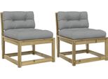 Vidaxl Divani Da Giardino Con Cuscini 2 Pz. Legno Di Pino Impregnato