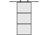 Vidaxl Porta Scorrevole Con Rubinetteria Nera 90X205 Cm In Vetro Temperato