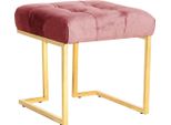 Polsterhocker Kayoom "Hocker Rarity 125, Edler Touch Durch Goldenes Gestell", Rosa (Altrosa), B:48Cm H:48Cm T:48Cm, Bezug: 100% Polyester (Samt) Gestell: Edelstahl, Hocker, Polsterhocker, Eckig, Samtweich, Gesteppt, Mit ZierknöPfen, Edelstahlgestell