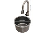 Lavello Da Cucina Rotondo, Struttura In Acciaio Inox, Design Salvaspazio, Argento