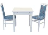 Essgruppe "Berta", Blau (Blau, Blau, Weiß), B:45Cm H:95Cm T:48Cm, Massivholz, Hofmann Living And More, SitzmöBel-Sets, Essgruppe