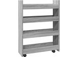 Vidaxl Carrello Portaoggetti Stretto A 4 Ripiani In Legno Grigio Sonoma