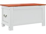 Cassapanca Con Coperchio Legno Massiccio Di Acacia Marrone E Bianco