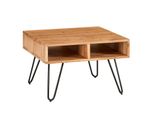 Kadima Design Massiver Akazienholz Couchtisch, Modernes Design, Metallgestell, Stauraum