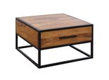 Kadima Design Industrie-Stil Couchtisch, Metall Und Holz, Schublade, 50 Kg Belastbarkeit.