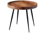 Kadima Design Massiver Beistelltisch Aus Sheeshamholz Und Metall, Industrial-Design, Vielseitig Einsetzbar, 50 Kg Belastbarkeit.