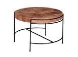 Kadima Design Industrial-Stil Couchtisch Aus Akazienholz, 62X40X62 Cm, Mattschwarzes Metallgestell