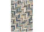 Wollteppich Geometrisch Blau-Bunt 120 X 170 Cm - ESK Kadima Design