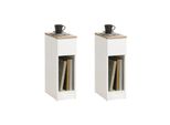 Sobuy Set Di 2 Comodini Stretto Comodino Con Cassetto E Ripiano Comodino Per Camera Da Letto Soggiorno Fbt111-Wnx2