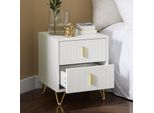 Sobuy Comodino, Comodino Con 2 Cassetti, Tavolino Moderno Per Camera Da Letto, Bianco L40 X P40 X H47 Cm FBT115-W
