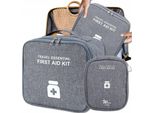 Edibazzar | Set Di Pronto Soccorso, Set Di 2 Organizer Per Medicinali, Da Viaggio, Pratico, Grigio