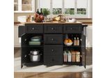 Carrello Da Cucina Flieks Con Piano D'appoggio Allungabile, Isola Mobile Da Cucina Con Portasciugamani E Portaspezie, Nero