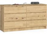 Akord Cassettiera 6 Cassetti Rovere Artigianale 138X40X77 Cm