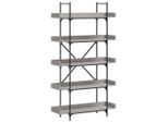 Libreria 5 Ripiani Grigio Sonoma 100X33X180,5 Cm Materiale A Base Di Legno