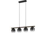 Eglo HäNgeleuchte "Filago Pendellampe, Stahl, Holz Und Glas, E27, IP20, Esszimmerlampe", Braun (Schwarz, Braun), H: 110Cm, 1 Stk., Leuchten, HäNgeleuchte 4-Flammig - FüR KüChe, Esszimmer Oder Wohnzimmer, HäNgeleuchte