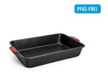 Backform Woll "Woll Let's Bake Kuchenform, Rechteckig", Schwarz, B:26Cm L:38Cm T:7Cm, Aluminium, KüChenformen, Mit Antihaftversiegelung Und Integrierten Silikongriffen, Pfas-Frei